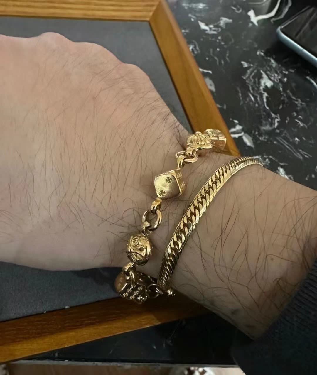Chrome Hearts Gold Tone Bracelet with Charms